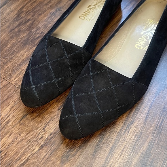 Salvatore ferragamo designer luxury suede quilted heeled loafers flats shoes 9 - Picture 16 of 16